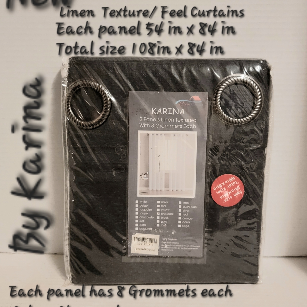Karina Grimaldi Black Linen Texture Curtains
